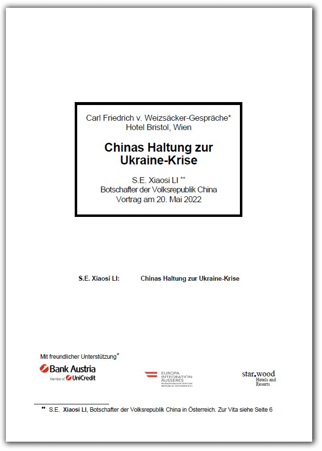 S.E. Xiaosi LI - Chinas Haltung zur Ukraine-Krise