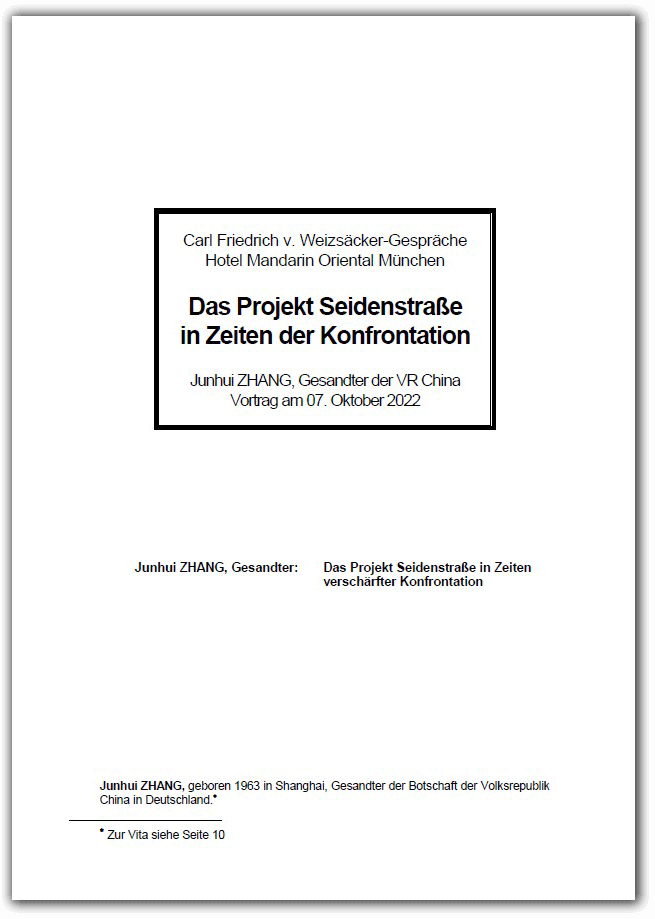 Junhui ZHANG - Das Projekt Seidenstraße in Zeiten der Konfrontation
